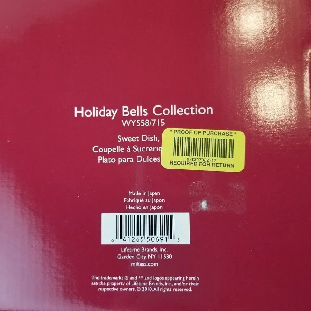 Mikasa 7” Candy Dish Celebrations Holiday Bells Christmas Collection w/ Box